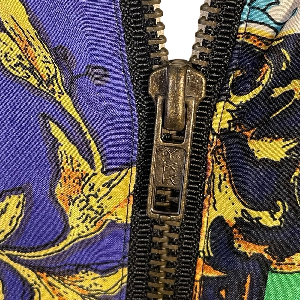 K Arnold 100% Silk Vintage Multicolor Patchwork Bohemian Bomber Jacket Sz S - Picture 3 of 9